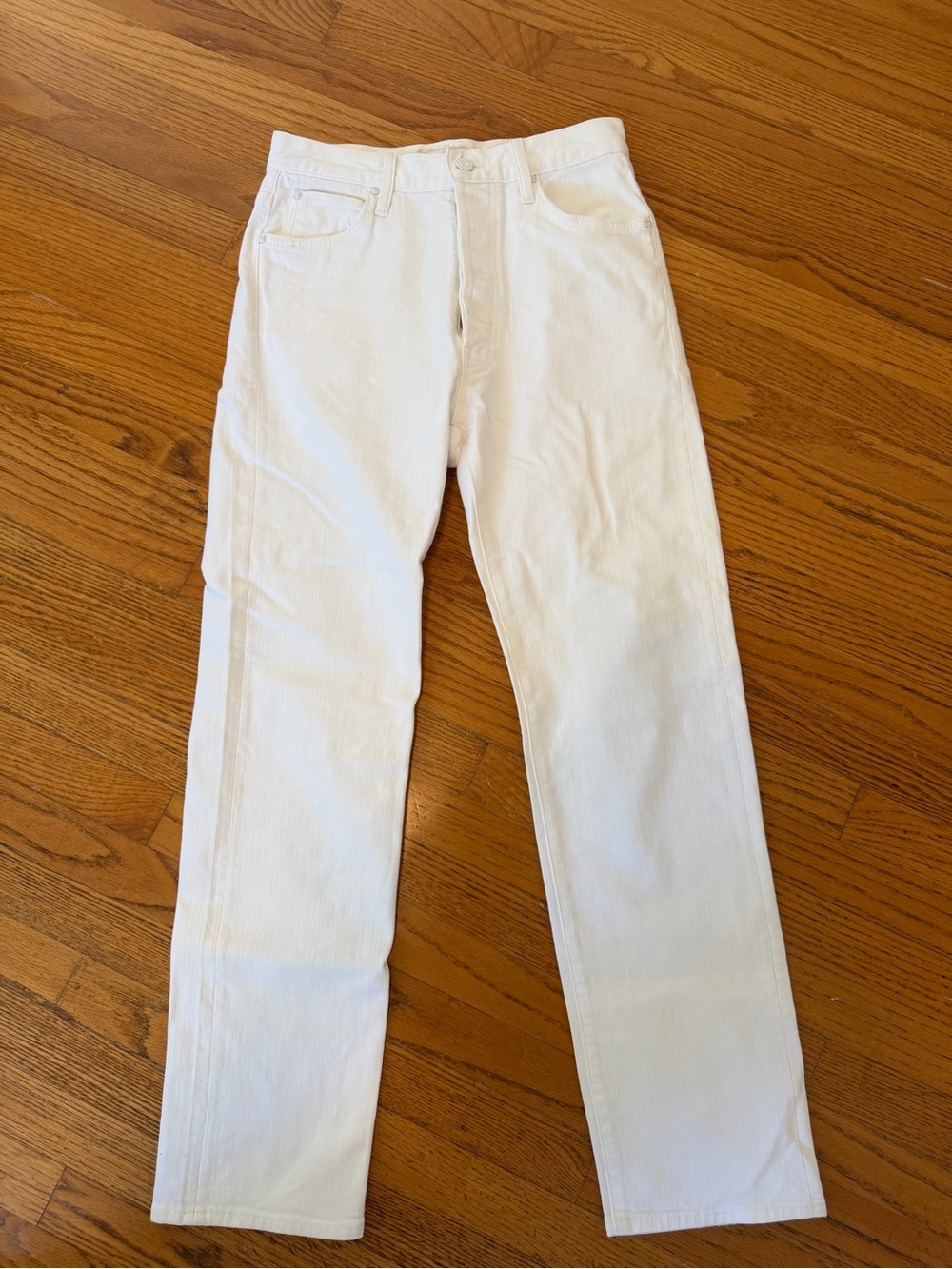 Men's Mother White Jeans - Classic Straight Fit